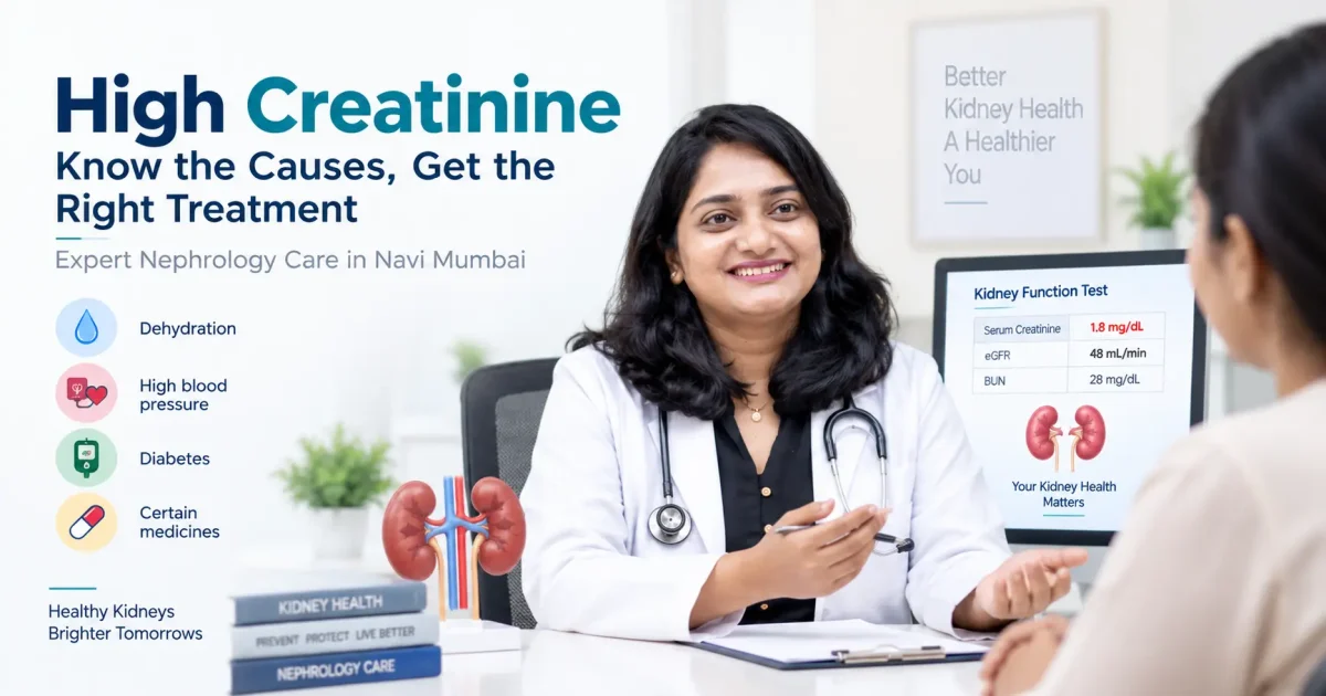 Nephrologist evaluating high creatinine and kidney function reports in Navi Mumbai